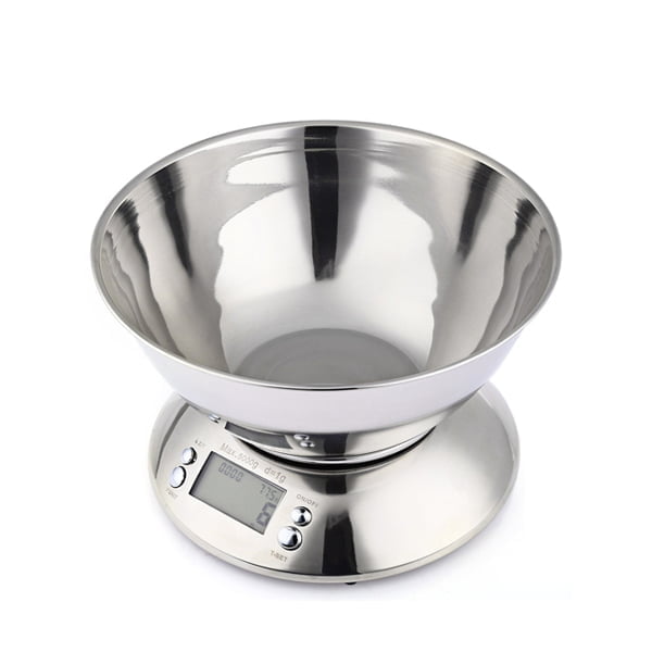 Stainless Steel Tara and Auto Off Function AAA Batteries 1g to 5kg incl LED Display g-kg-oz-lb oz-ml benon Kitchen Scale Digital 